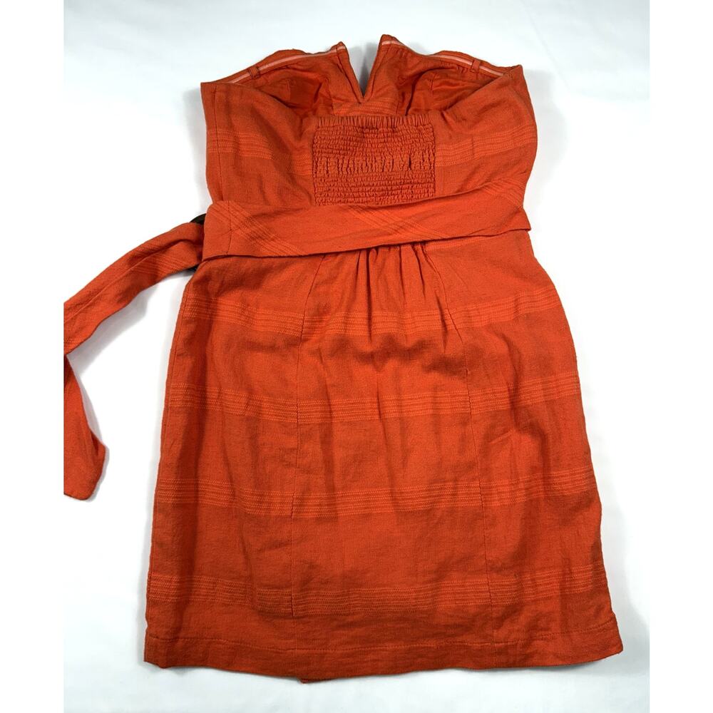 Free People Sz 4 Some Nights Mini Wrap Dress Orange Linen Cotton Blend party - Picture 7 of 13